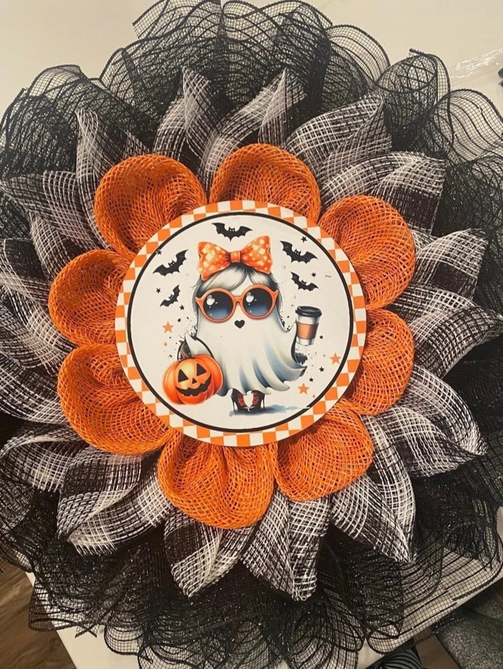 Halloween Wreath in Black & Orange new